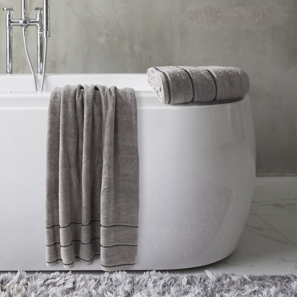Timberlake Lavish Home Zero Twist 2-Piece Towel Set in Silver and Black, , large