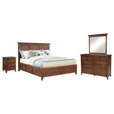 Hawthorne Furniture San Mateo 4 Piece Queen Solid Wood Storage Bedroom Set in Tuscan, , large