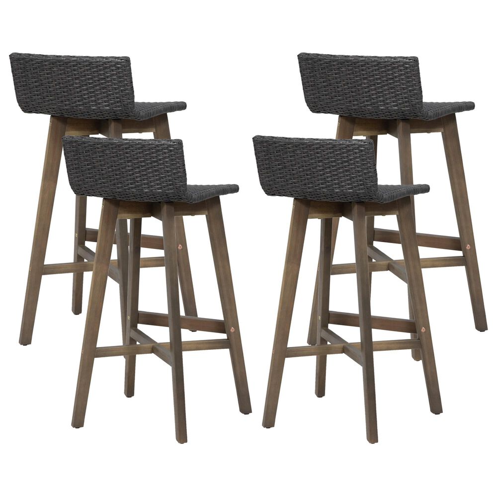 Noble House La Brea Patio Barstool in Gray &#40;Set of 4&#41;, , large