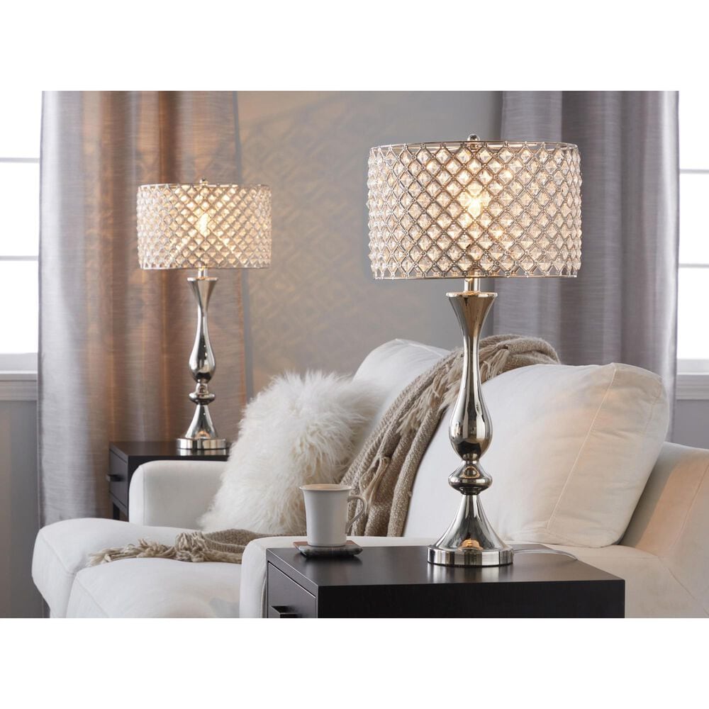 LumiSource Topaz Metal Table Lamp in Polished Nickel and Clear, , large