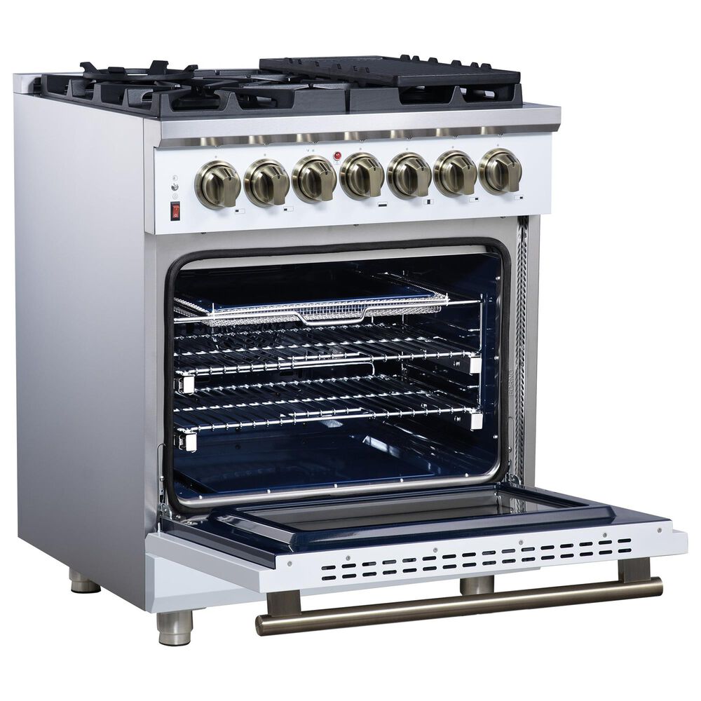 Forno Massimo 30" Freestanding Dual Fuel Range in White, , large