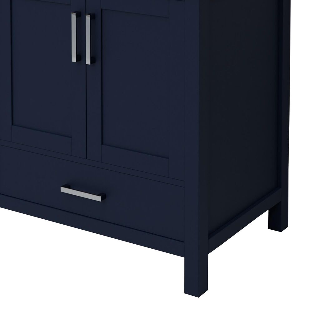 Lexora Home Jacques 30&quot; Single Bathroom Vanity in Navy Blue with 2 cm White Carrara Marble Top and Rectangular Sink, , large
