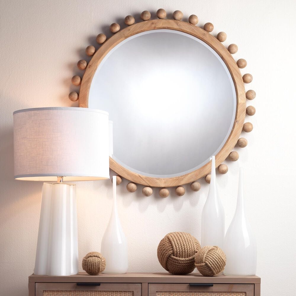 Splendor Living 37" Vernon Round Wall Mirror in Natural, , large