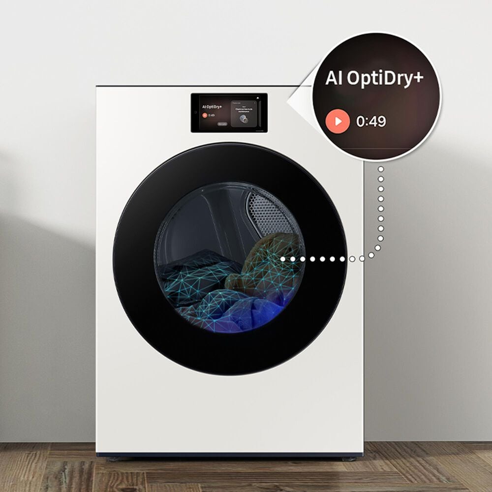 samsung Bespoke 5.3 Cu. Ft. Front Load Washer and 7.6 Cu. Ft. Front Load Electric Dryer in Ivory, , large