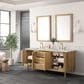 James Martin Vanities Laurent 72" Double Bathroom Vanity in Light Natural Oak with 3 cm Eternal Jasmine Pearl Silestone Top, Rectangular Sinks and FreePower Wireless Charger, , large
