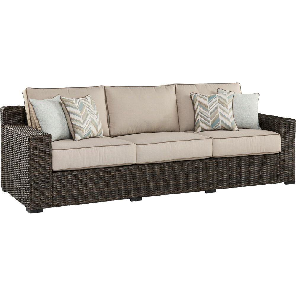 Ashley Coastline Bay Stationary Patio Sofa in Brown, , large