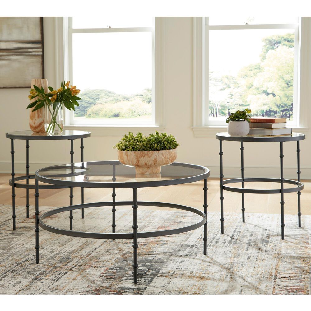 Ashley Kellyco 3-Piece Table Set in Gunmetal, , large