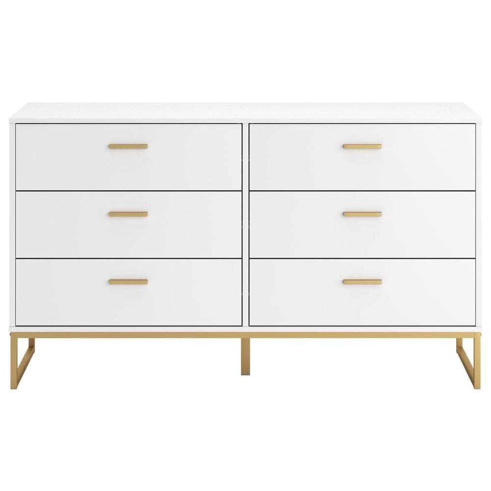 Ashley Socalle 6-Drawer Dresser in Matte White and Gold, , large