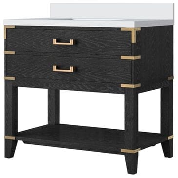 Lexora Home Norwalk 36" Single Bathroom Vanity in Black Oak with White Cultured Marble Top and Rectangular Sink, , large