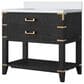 Lexora Home Norwalk 36" Single Bathroom Vanity in Black Oak with White Cultured Marble Top and Rectangular Sink, , large