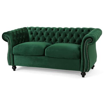 Noble House Somerville Stationary Loveseat in Emerald Velvet, , large