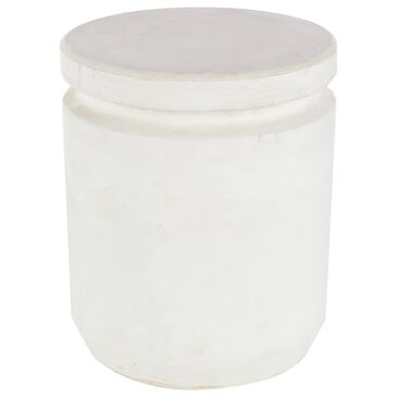 Maple and Jade Fiber Clay Stool in White, , large