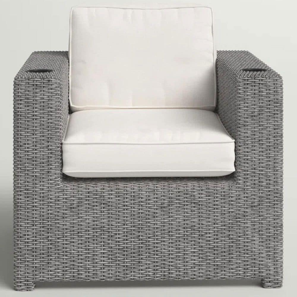 Hearth and Haven Outdoor Armchair with Cup Holders and Gray Wicker in Cream, , large