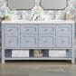 James Martin Vanities Breckenridge 60" Double Bathroom Vanity in Serenity Blue with Single Hole 3 cm White Zeus Quartz Top and Rectangular Sinks, , large