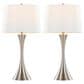 LumiSource Lenuxe 29" Metal Table Lamp with White Textured Linen Shade in Brushed Nickel (Set of 2), , large