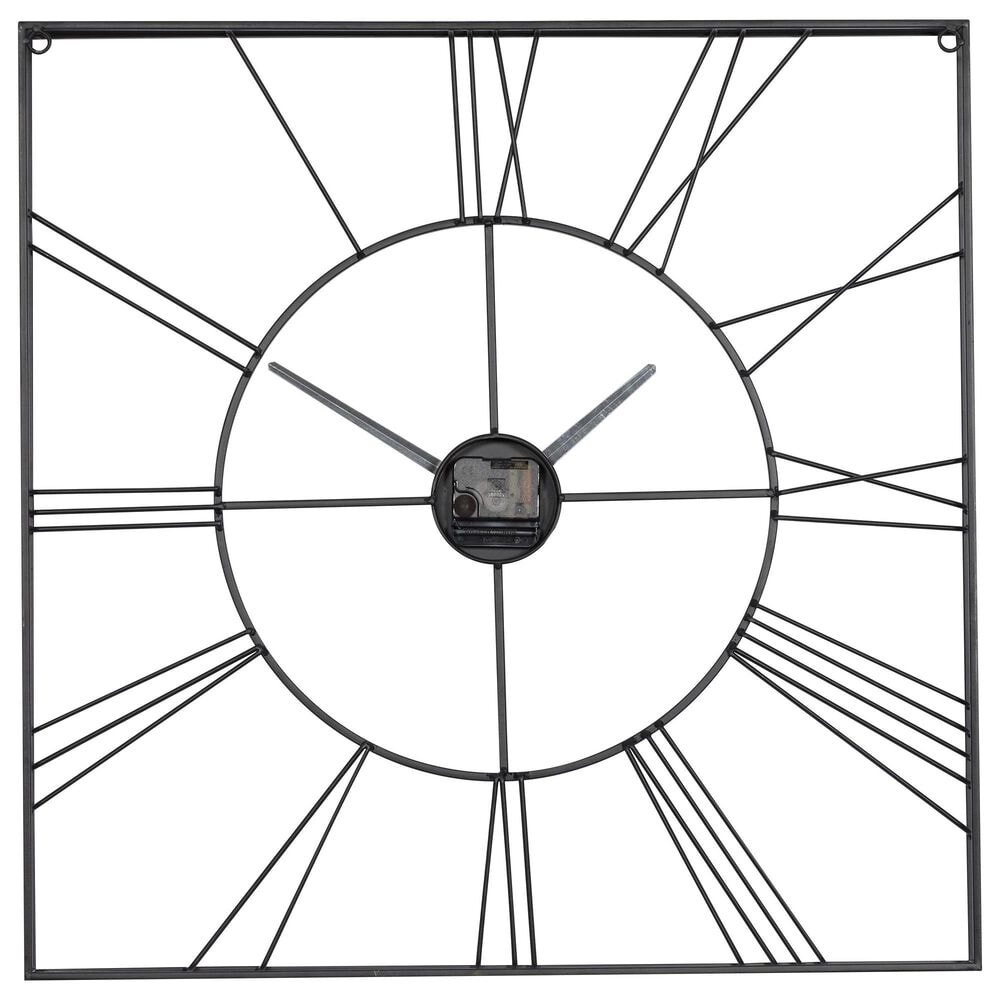 Maple and Jade Open Frame Square Decorative Wall Clock in Matte Black, , large