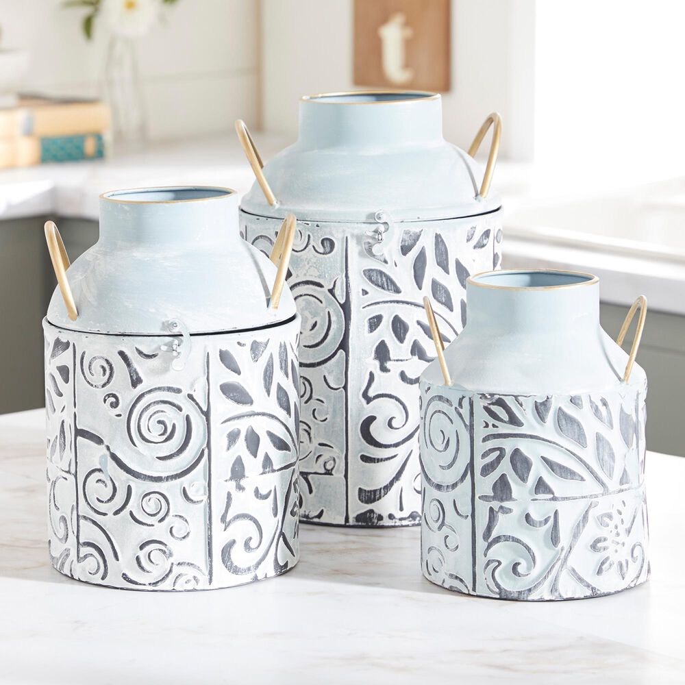Maple and Jade Farmhouse Botanical Vase in Blue, Black and Brown &#40;Set of 3&#41;, , large