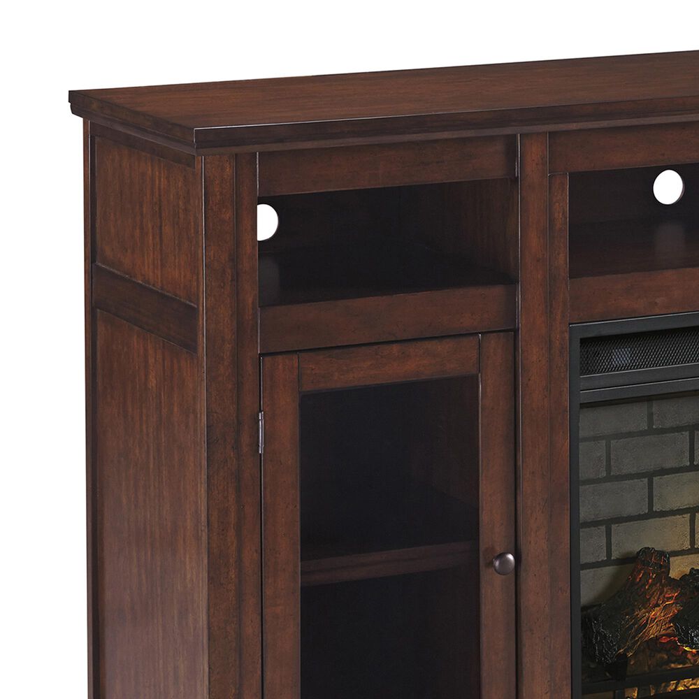 Signature Design by Ashley Harpan 72" TV Stand with Electric Fireplace Insert in Reddish Brown NFM
