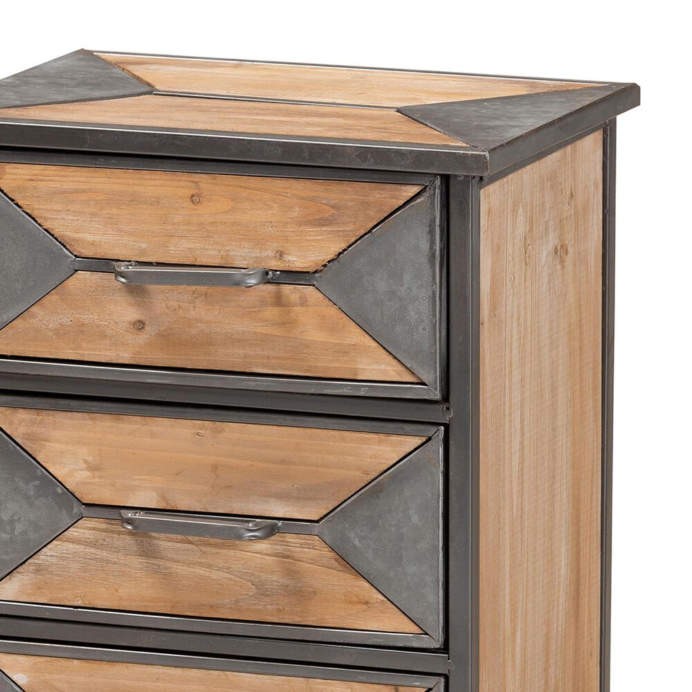 Baxton Studio Laurel 3-Drawer End Table in Whitewashed Oak Brown and Antique Grey, , large