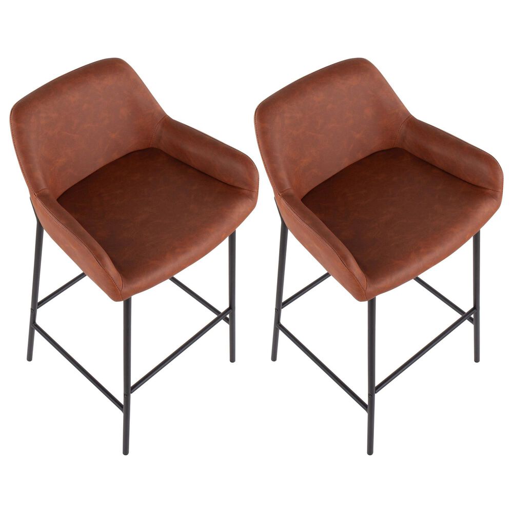 LumiSource Daniella Bar Stool with Camel Upholstery in Black (Set of 2), , large