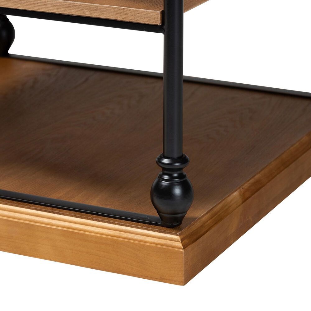 Baxton Studio Sebastian End Table in Oak Brown and Black, , large