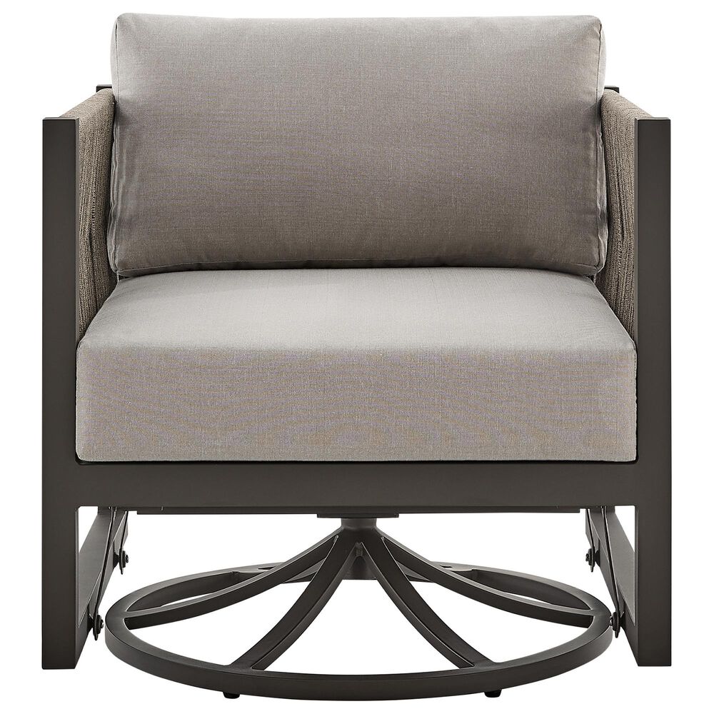 Hearth and Haven Mareike Outdoor Patio Swivel Glider Lounge Chair in Gray, , large