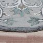 L&R Resources Sinuous Floral Filigree 4" Round Taupe, Gray and Blue Area Rug, , large