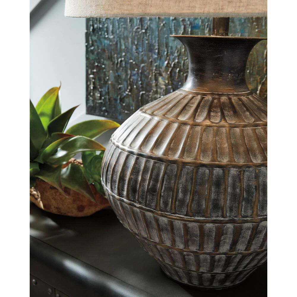 Ashley Magan Metal Table Lamp in Antique Bronze, , large