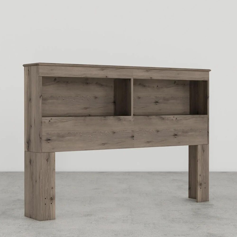 Lemoore Essential Full/Queen Bookcase Headoard in Weathered Grey Ash, , large