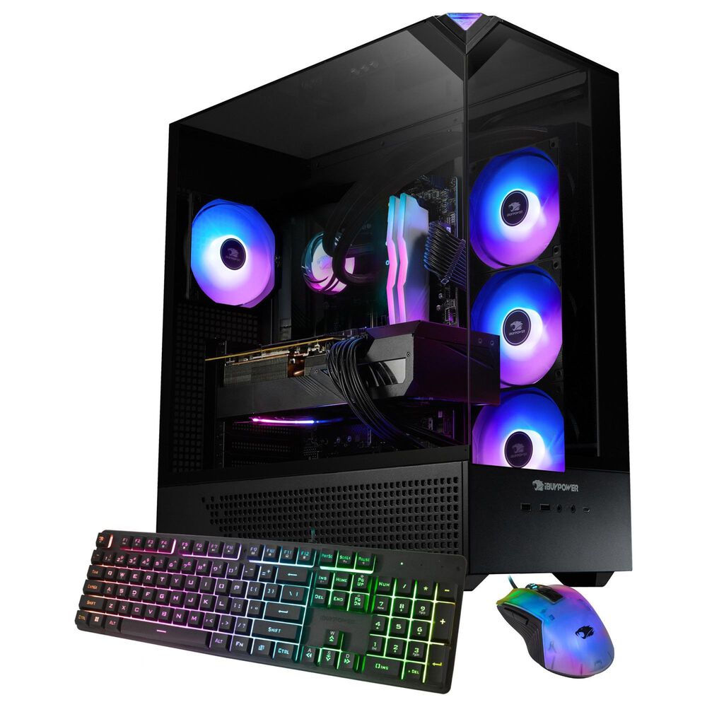 iBUYPOWER Element Gaming Desktop PC | AMD Ryzen 7 7800X3D - 32GB RAM - AMD Radeon RX 9070XT Graphics - 1TB SSD in Black, , large