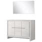 Lexora Home Lafarre 48" Double Bathroom Vanity in Navy Blue with 2 cm White Cultured Marble Top, Rectangular Sinks and 43" Mirror, , large