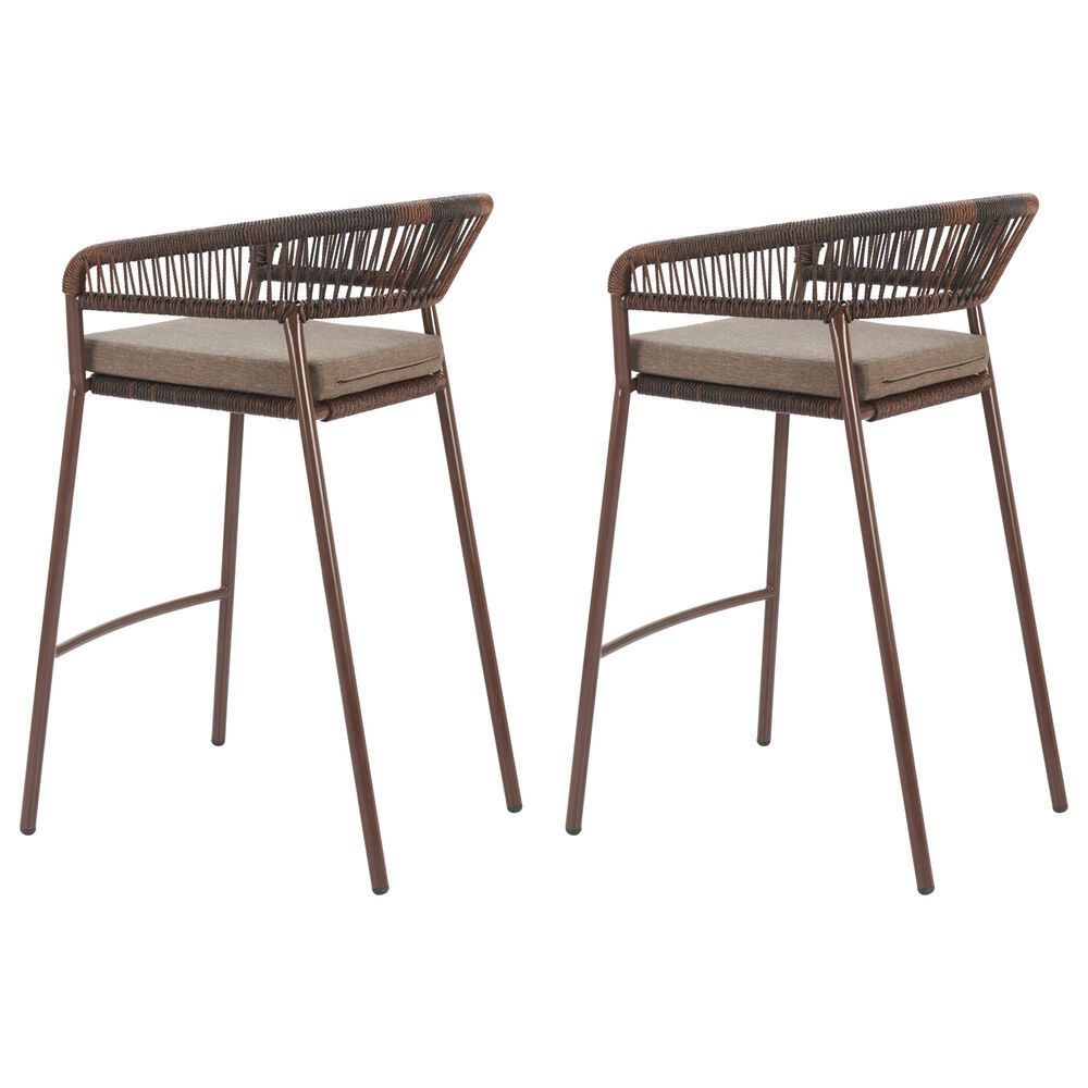 Zuo Modern Skye Patio Barstool in Brown (Set of 2), , large