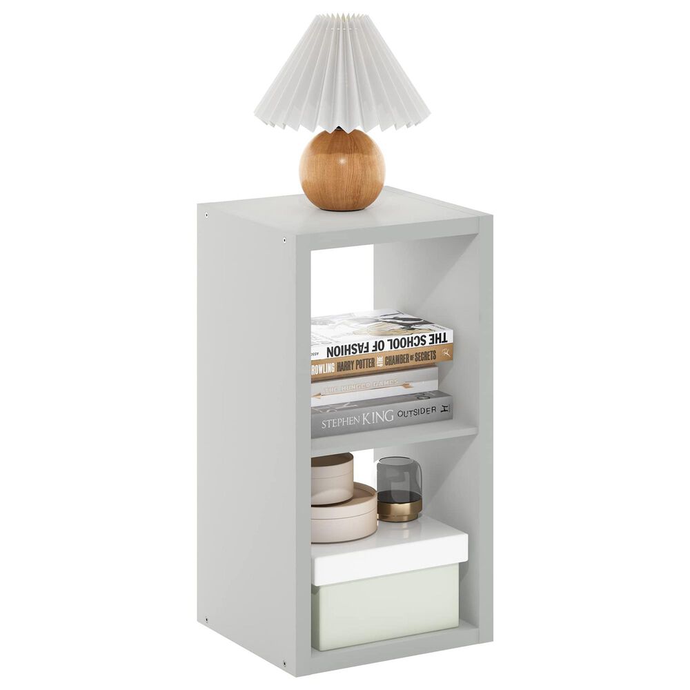 HOMLUX 2-Cube Reversible Open Back Bookshelf in Light Grey, , large