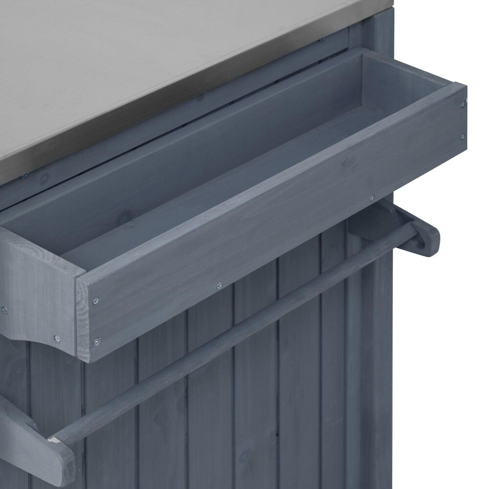 HOMLUX 67" Outdoor Kitchen Island with Stainless Steel Top in Grey, , large
