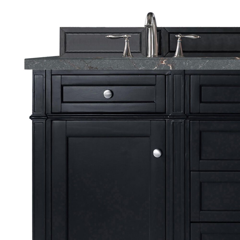James Martin Vanities Brittany 60&quot; Double Bathroom Vanity in Black Onyx with 3 cm Parisien Bleu Quartz Top and Rectangular Sinks, , large