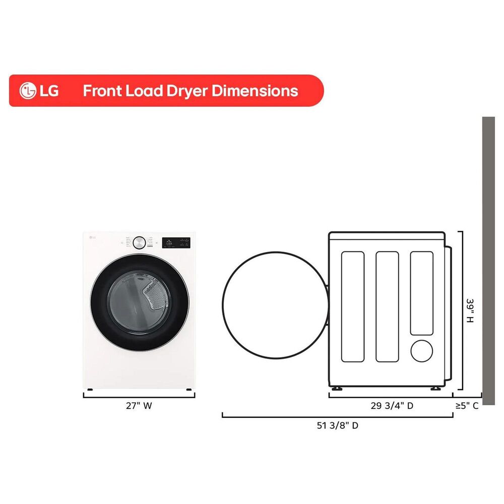 LG 5 Cu. Ft. Smart Front Load Washer and 7.4 Cu. Ft. Gas Dryer Laundry Pair in Alpine White, , large