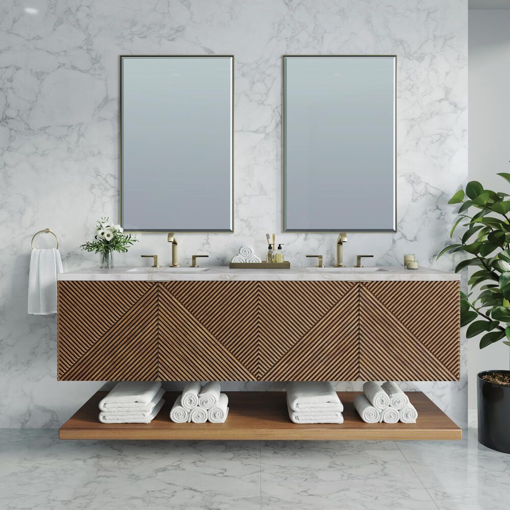 James Martin Vanities Marcello 72" Double Bathroom Vanity in Chestnut with 3 cm Eternal Jasmine Pearl Silestone Top, Rectangular Sinks and FreePower Wireless Charger, , large