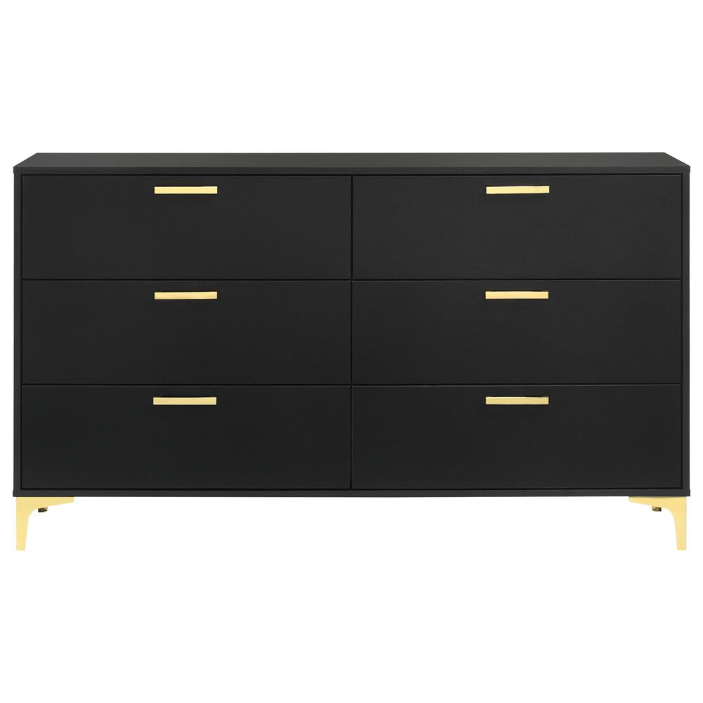 Pacific Landing Kendall 4-Piece Queen Upholstered Bedroom Set in Black and Gold, , large