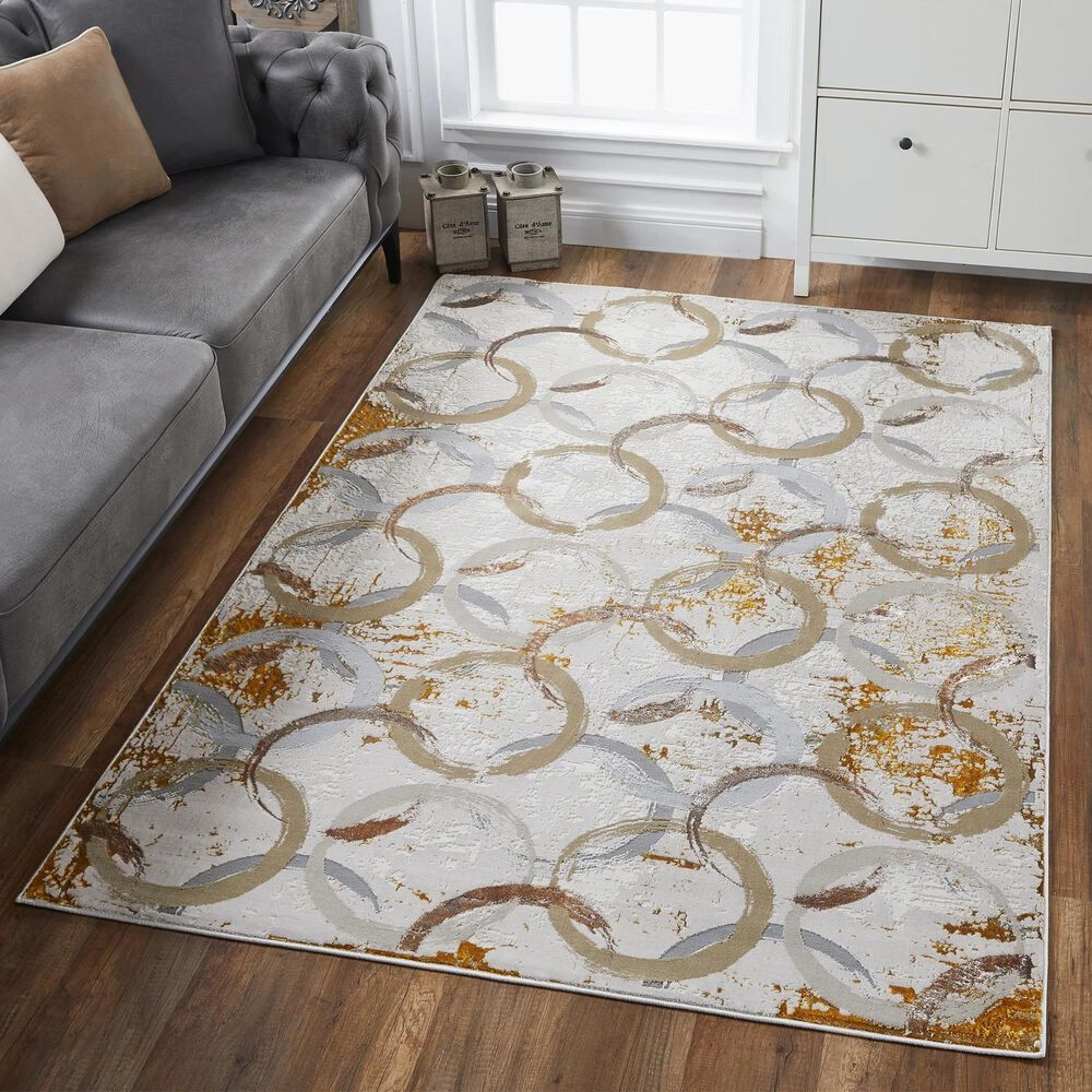 Kas Oriental Rugs Luna Visions 3&#39;3&quot; x 4&#39;11&quot; Gold Area Rug, , large