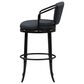 Armen Living Otis Bar Height Stool with Night Life Blue Upholstery in Dark Brown, , large
