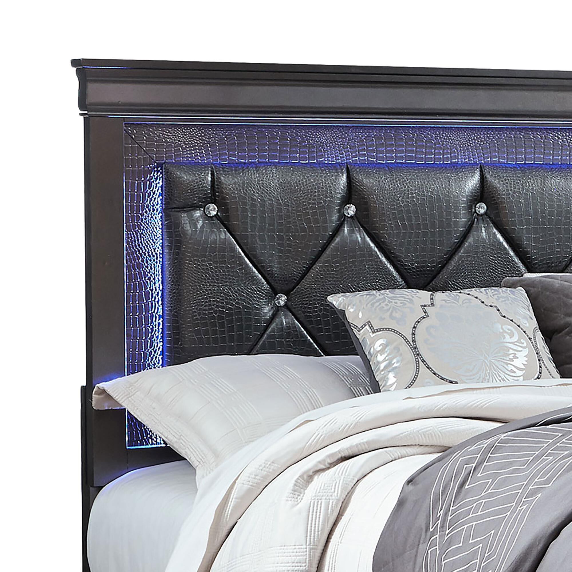 Global furniture usa pompei metallic bed led shop light