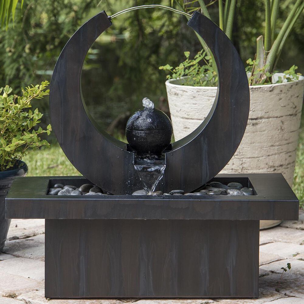 Kenroy Circlet Floor Fountain in Aged Black, , large