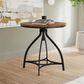 Linon Home Decor Hawkford Adjustable Round Bar Table in Brown and Gunmetal - Table Only, , large