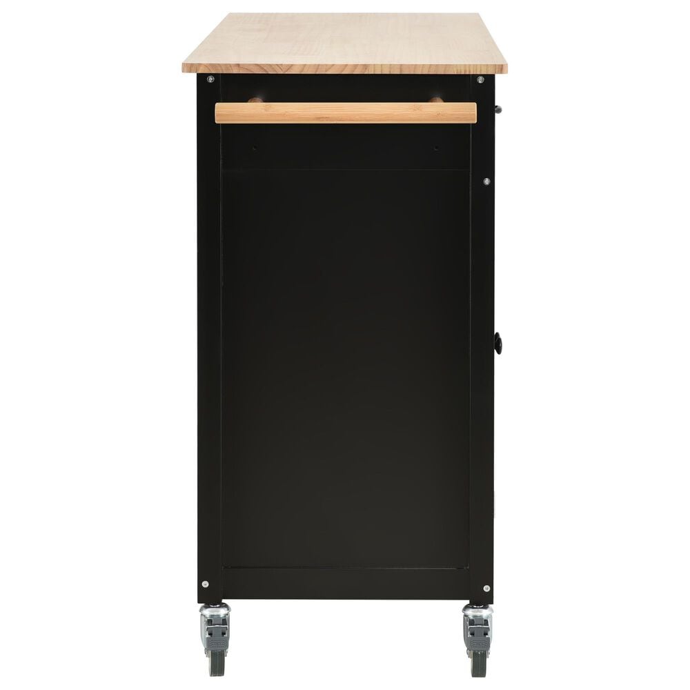 HOMLUX 54" Kitchen Island Cart with Solid Wood Top and Locking Wheels in Black, , large