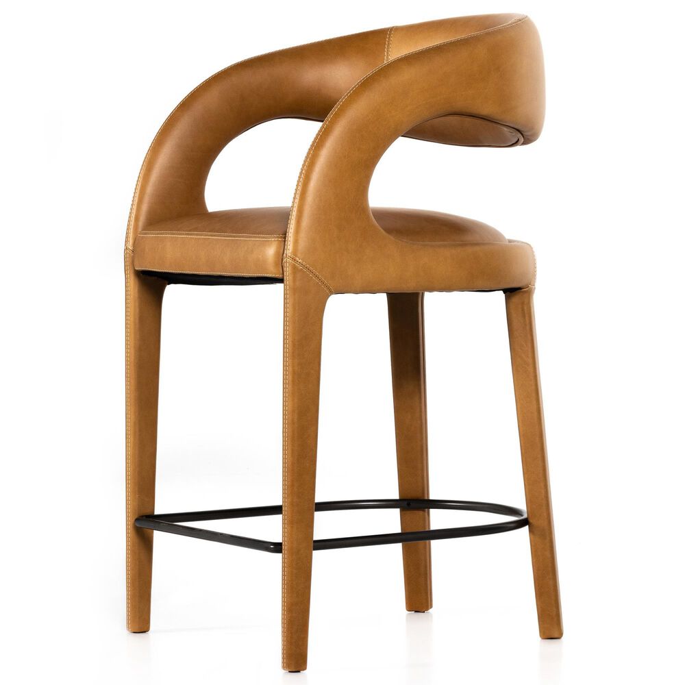 Four Hands Hawkins Top Grain Leather Counter Stool in Sonoma Butterscotch, , large