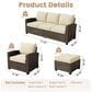 HOMLUX 5-Piece Patio Conversation Set with Brown Wicker in Beige, , large