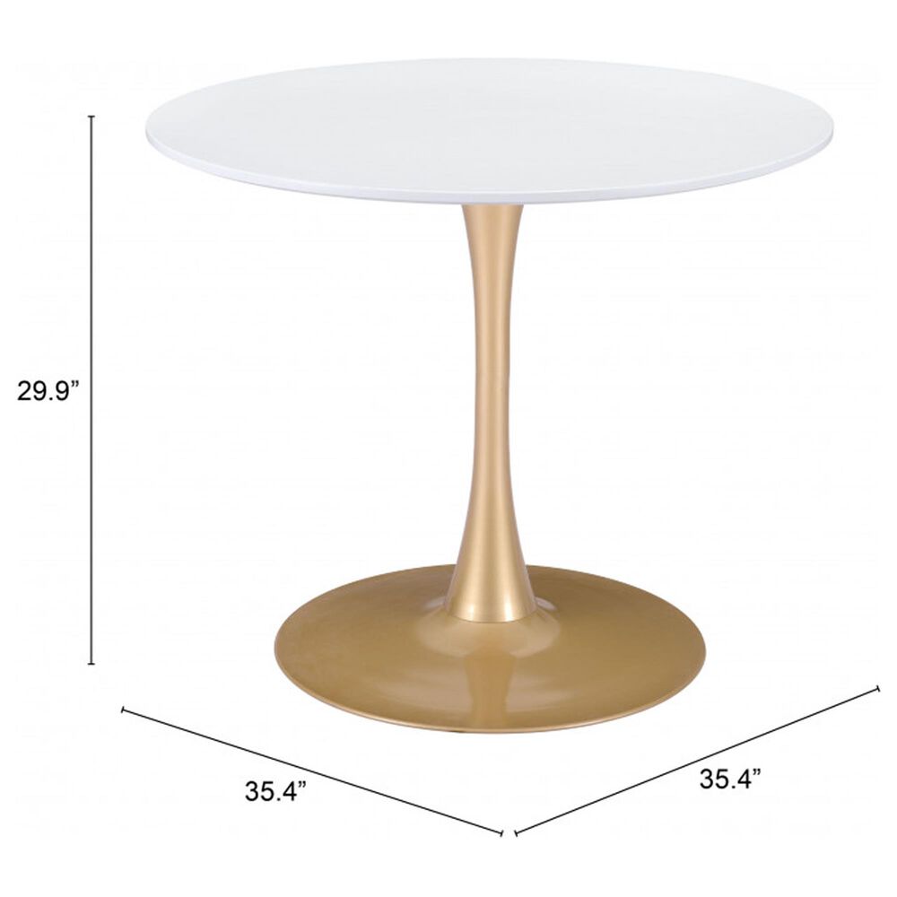 Zuo Modern Opus Dining Table in White/Gold, , large