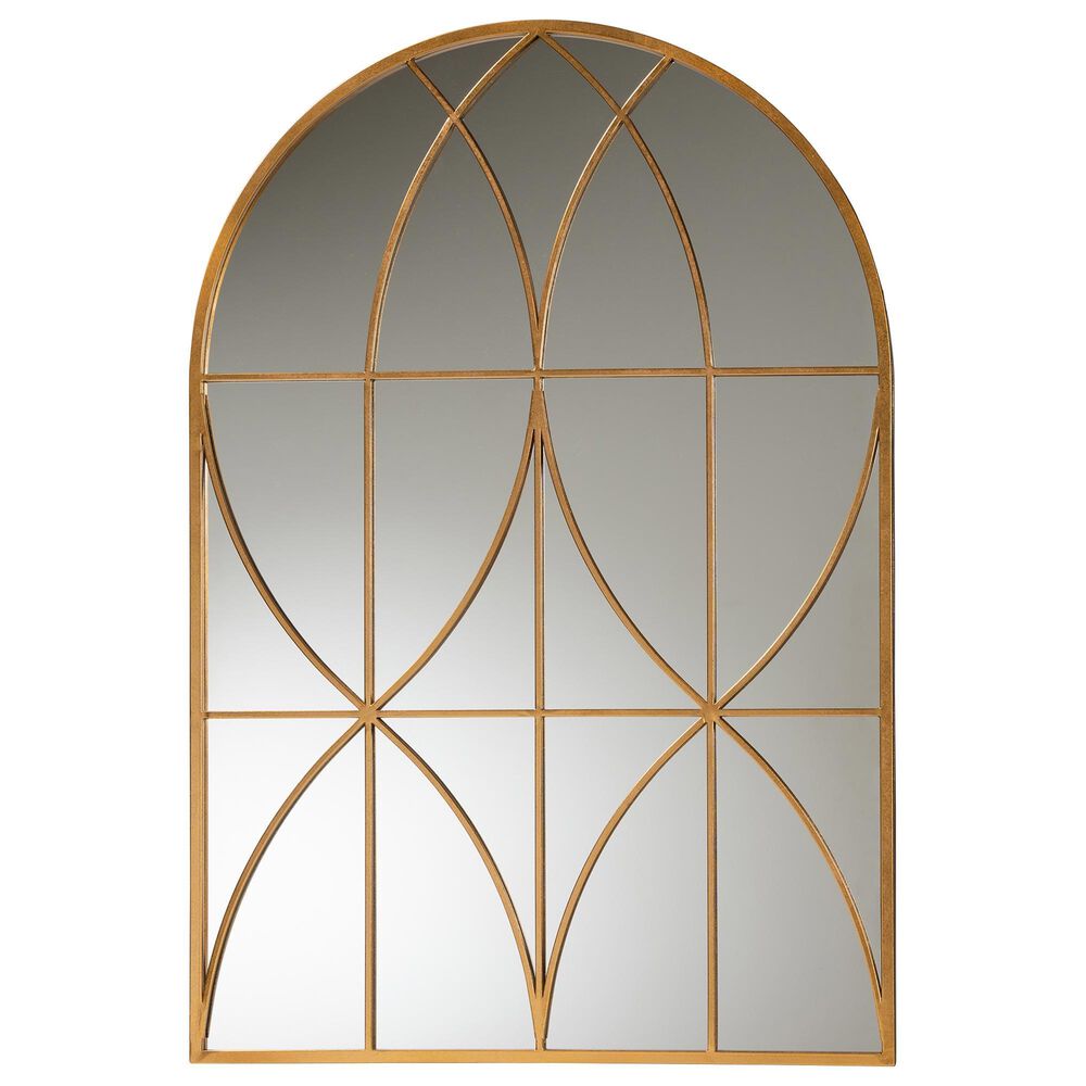 Baxton Studio Celerina Metal Accent Wall Mirror in Gold, , large