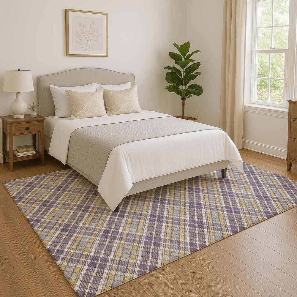 Dalyn Rug Company Soft Essentials Plaid Plum 9' x 12' Indoor/Outdoor Area Rug, , large