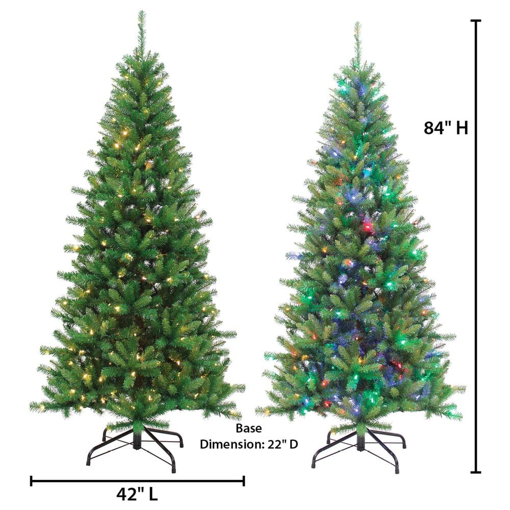 The Gerson Company 7&#39; Ozark Pine Artificial Christmas Tree with Dual Color Changing LED Lights in Green, , large